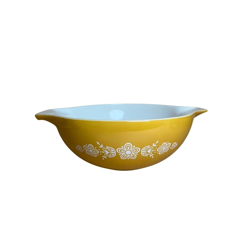 Vintage PYREX Butterfly Gold 444 Cinderella Mixing Bowl 4 Qt Mustard 70s Retro